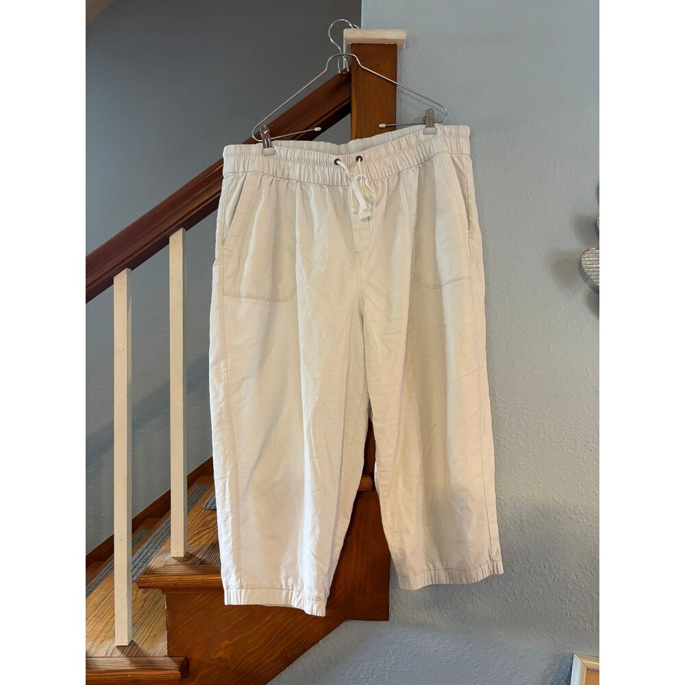 Lane Bryant white 18/20 cotton blend tie capris beachy modest resort